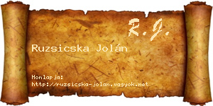 Ruzsicska Jolán névjegykártya