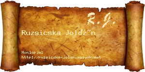 Ruzsicska Jolán névjegykártya