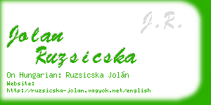 jolan ruzsicska business card